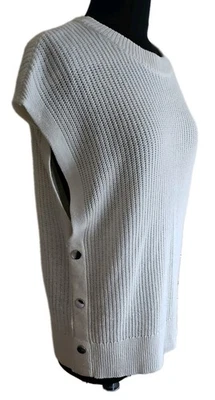 PEACOCKS LADIES CREAM  FISHERMAN KNIT S/LESS JUMPER TANK TOP SIZE S OVER SIZED - Image 1 of 4