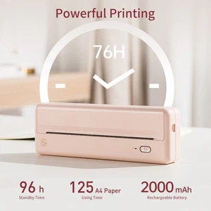 A4 Portable Paper Printer Wireless BT Connect Thermal Printing Mobile IPFL - Foto 1 di 10