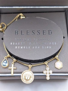Brilliance Gold Plated Blessed Religious Bracelet With Crystal - Picture 1 of 6