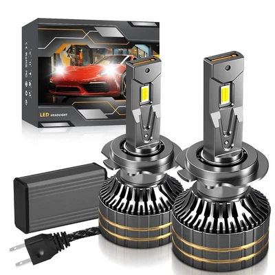 H7 LED Headlight Bulbs Kit 120W 6000K White Canbus Upgrade Car Lights, Pair - Image 1 of 4