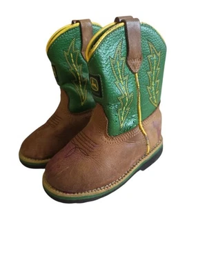 Botas de Vaquero John Deere Infant 7M Cuero Marrón Verde Western Kids Foto 1 de 4