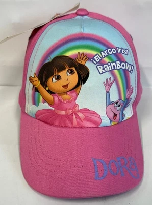 Boné de beisebol - Dora the Explorer - Botas arco-íris rosa ajustável traseira infantil NOVO - Imagem 1 de 4