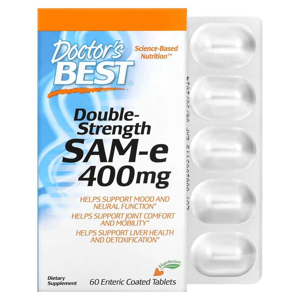 2 X Doctor's Best, SAM-e, Doble Fuerza, 400 mg, 60 Comprimidos Recubiertos Entéricos Foto 1 de 2