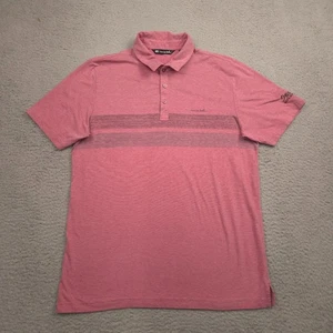 TravisMathew Golf Polo Shirt Men’s Large Red Heather Stripe Waterlefe Logo - Picture 1 of 12