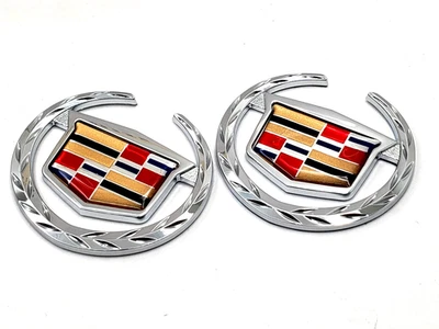 NEW CADILLAC CHROME CREST WREATH EMBLEM SET SAIL PANEL TOP E&G VOUGE - Image 1 of 4