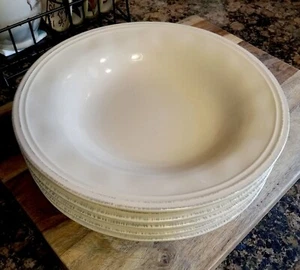 SET of (5) Rachel Ray CUCINA Almond Cream 9.5” Rustic Rimmed Soup Pasta Bowls - Imagen 1 de 3