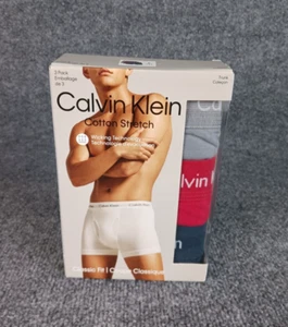 3 pack Calvin Klein Men's Cotton Grey, Red, Navy Trunk Size Small - Picture 1 of 9