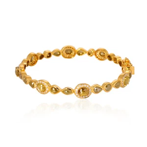 Elegante brazalete brazalete de diamantes de hielo de 11,2 quilates de oro amarillo de 18 k - Imagen 1 de 5