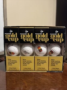 Full Box Of 12 Vintage Dunlop Gold Cup Golf Balls W/Surlyn Covers In Sleeves New - Picture 1 of 7