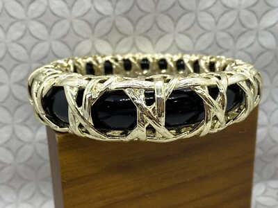 Brazalete Brazalete Kendra Scott Muestra Natalie Tono Dorado Tejido Negro Foto 1 de 4