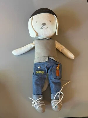 Pottery Barn Niños Peluche Vestido Me Perro Muñeca Enseñanza Botón Cremallera Corbata A Presión Foto 1 de 4