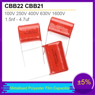 CBB22 CBB21 Metallised Polyester Film Capacitor ±5% 100V 250V 400V 630V 1600V - image 1 of 4