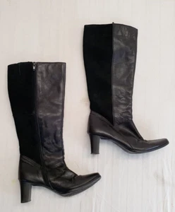 SOLEFLEX Boots Ladies Womens Size 4 EU 37 Black Real Leather Knee Boot - Picture 1 of 11