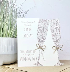 Handmade Personalised Wedding Card - Son Daughter Friends Granddaughter Grandson - Picture 1 of 2