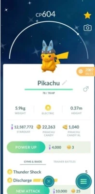 Pokemon Shiny Pikachu ( Lucario Hat ) Go - Image 1 of 2