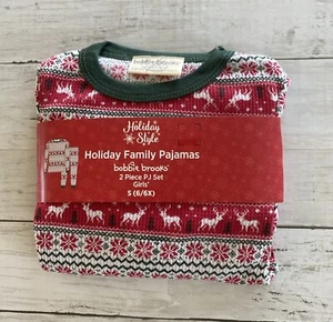 Holiday Style Bobbie Brooks Girl’s 2 Piece Pajama Set Reindeer Print Small 6/6X - Picture 1 of 7