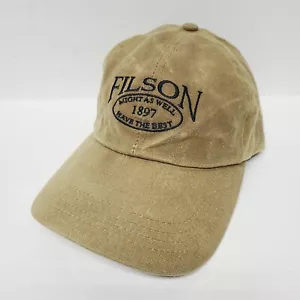 VINTAGE Filson Hat Cap Strap Back Brown Black Waxed Tin Cloth Work Wear Mens 90s - Picture 1 of 9