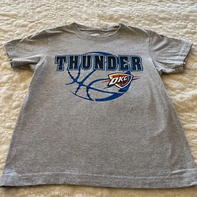 NBA Oklahoma City Thunder Basketball Boys Gray Blue Short Sleeve Shirt Medium 8 - Image 1 of 4