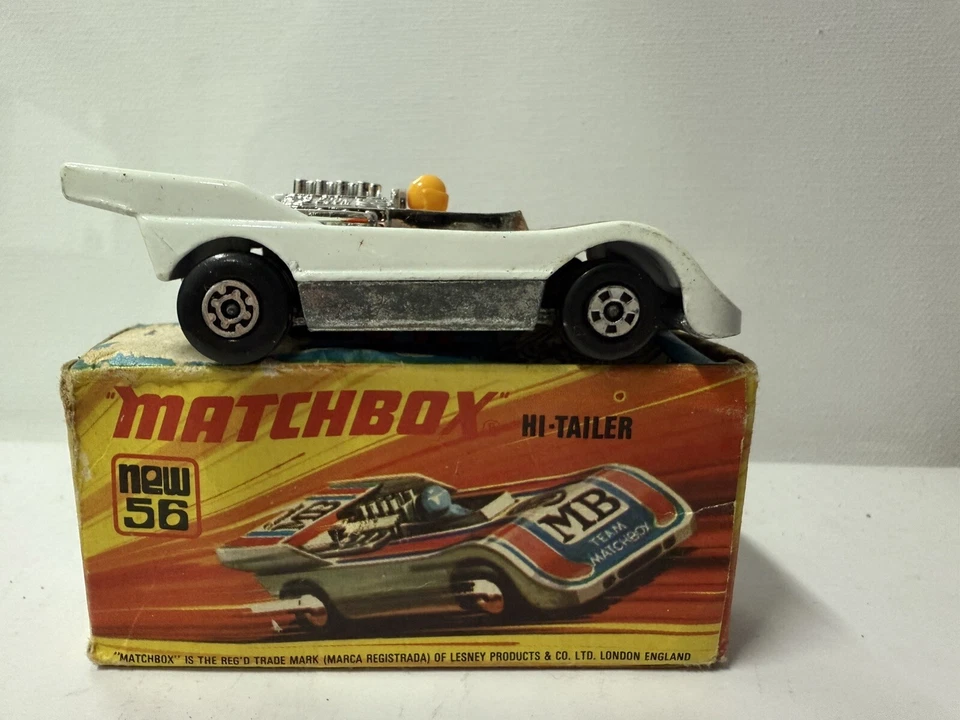 Caja de cerillas vintage Lesney England Superfast No. Coche diecast 56 Hi-Tailer 1974 Foto 1 de 4