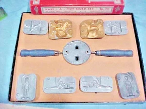1930er UNBENUTZTES KAST-A-TOY BLEISPIELZEUG SOLDAT 4 FORMEN SET Nr 712 KOMPLETT ORIGINAL - Bild 1 von 14