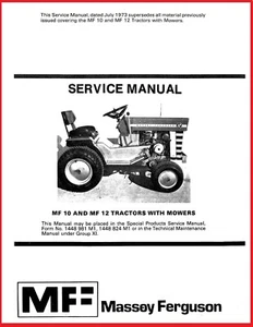 Massey Ferguson MF 10 & 12 MF10 MF12 Dealer Service Manual Lawn & Garden Tractor - Picture 1 of 9