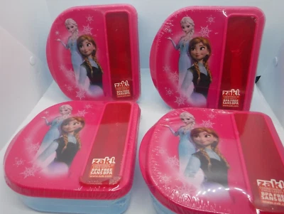 4x Disney Frozen Pink Lunch Container Box with Spoon & Fork by ZAK Party Pack - Image 1 of 4