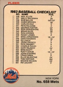 1983 Fleer Baseball #658 - Checklist: 536 - 583 83-1277 - Picture 1 of 2