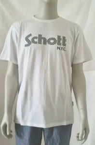 SCHOTT MEN'S NYC TS RACING LOGO BRANDED T-SHIRT TEE IN WHITE BNWT XXXL