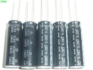 5pcs 16V2200UF 16V 10X30mm ELNA 105℃ TOP GRADE Electrolytic capacitor - Picture 1 of 4