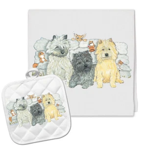 Cairn Terrier Kitchen Dish Towel and Pot Holder Gift Set - Picture 1 of 1