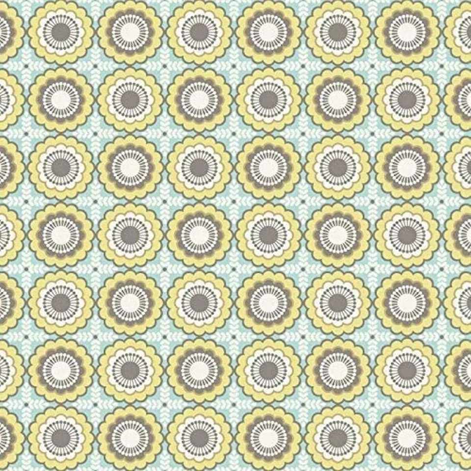 Maria Floral Stripe Light Teal 100% Cotton Fabric by The Yard - Image 1 of 1