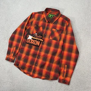 Dixxon Flannel Shirt Boys Large Orange Plaid Button Up Fender Stratocaster NEW - Picture 1 of 9