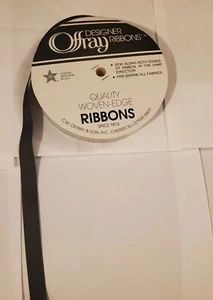 VTG Offray & Sons Grosgrain 50 YDs Woven Edge Ribbon Black 5/8" - Picture 1 of 3