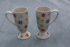 Set of 2 Whittard of Chelsea Sleddin Hill 2005 Snowflakes Coffee Mugs 12 oz - Picture 1 of 2