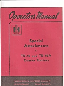 Accesorios de oruga International Harvester TD-18, TD-18A manual del operador - Imagen 1 de 2