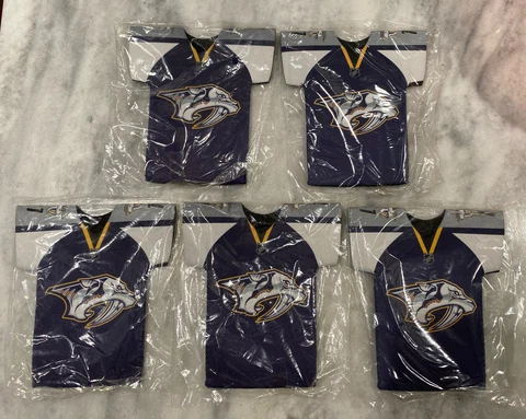 NHL Nashville Predators Mapco 102.9 Buzz Lot (5) Jersey Bottle Can Koozie NEW Cover