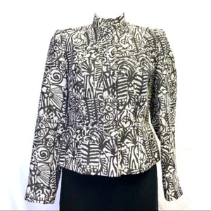Louben NWT Designer Cropped Blazer Womens Size 4 Black White Jacket $235 - Picture 1 of 6