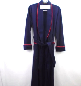 Vintage Lord & Taylor Robe British Blue 100% Pure New Wool Size S Made England - Picture 1 of 9