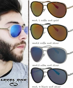 occhiali da sole uomo LEVEL ONE aviatore pilota moto auto protezione solare - Imagen 1 de 5
