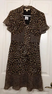 Michael Kors Size Small Women's Animal Print Lined Dress Ruffled Sleeve ☆ NWT ☆ - Picture 1 of 12