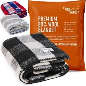 Blanket- 66" x 90" 4 lbs Thick, Outdoor/Indoor Throw,Black/Cream - Picture 1 of 6