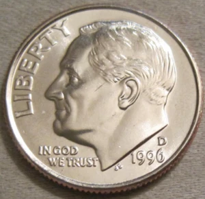 SELLING AS SHOWN - 1996 D UNCIRCULATED ROOSEVELT DIME ~ NICKEL CLAD COPPER ~ 267 - Picture 1 of 6