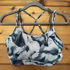 Gaiam Padded Sports Yoga Bra Blue Pattern Large - Picture 1 of 5