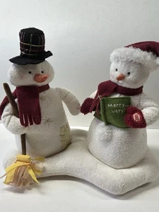 Hallmark Animated Singing Jingle Pals muñecos de nieve pareja canta We Wish You 2003 - Imagen 1 de 6