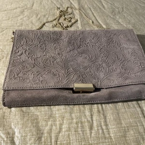 SFERA TAUPE LEATHER SHOULDER BAG With Floral Design Top. - Picture 1 of 5