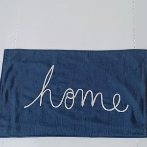 Pottery Barn Home Sentiment Lumbar Pillow Cover 16x26 Navy Blue NWOT - Picture 1 of 3