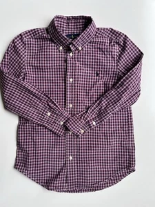 Ralph Lauren Plaid Long Sleeve Button Down Dress Shirt Boy's Size 7 Red Blue - Picture 1 of 5