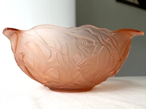 Vintage Glass Vase Barolac Lalique Walther matte glass Fruit Bowl Vase - Picture 1 of 15