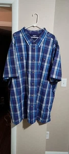 King Size Herren Kurzarm Button Down Hemd Größe 5XL Tall blau lila kariert - Bild 1 von 14