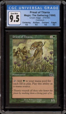 Magic the Gathering MTG Priest of Titania Urza's Saga CGC 9.5 - Image 1 of 2